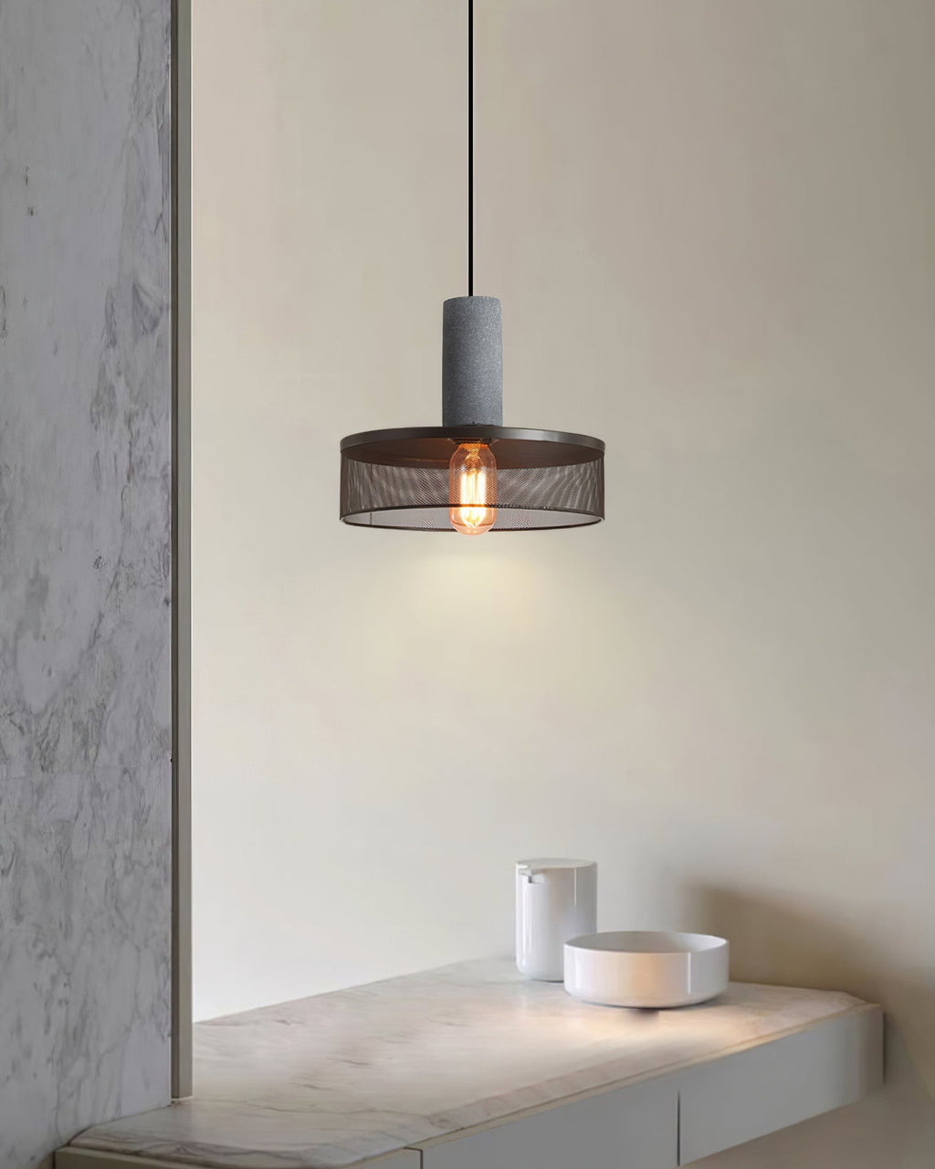 Lampada a sospensione cilindrica elegante, plafoniera moderna in stile industriale