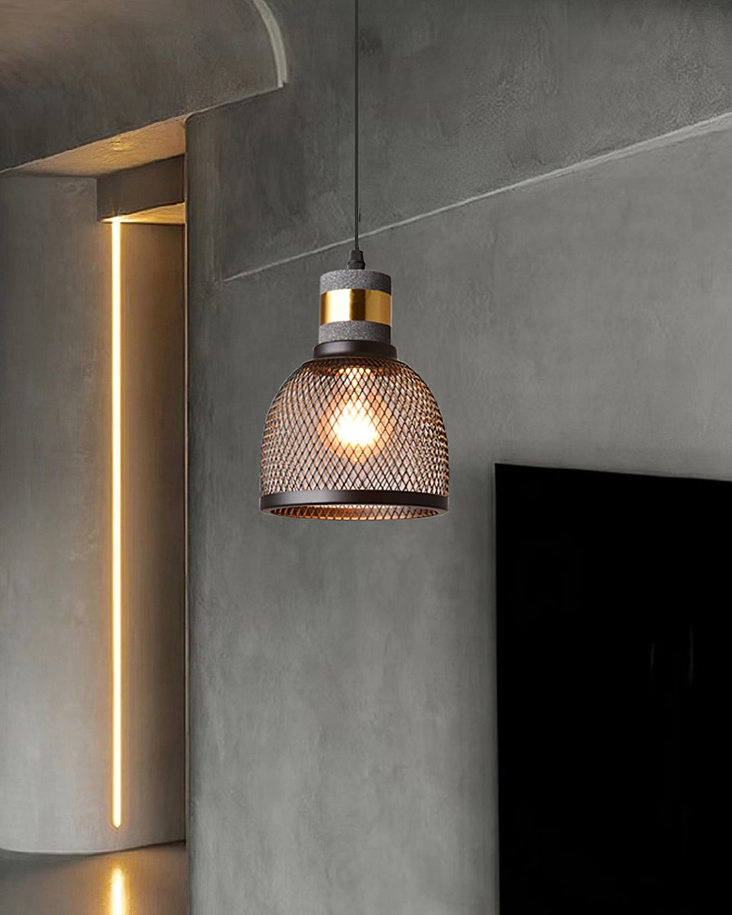 Lampada a sospensione cilindrica elegante, plafoniera moderna in stile industriale
