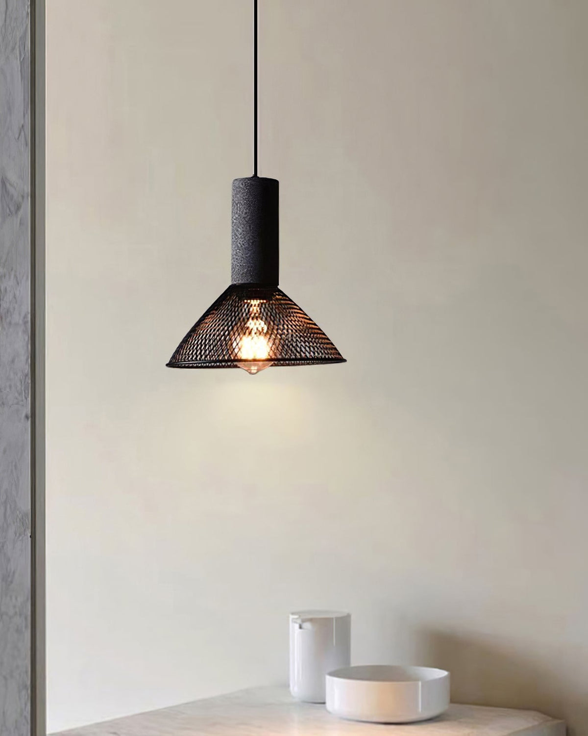 Lampada a sospensione cilindrica elegante, plafoniera moderna in stile industriale
