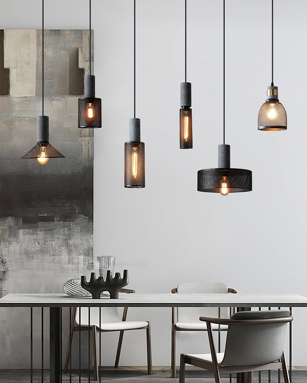 Lampada a sospensione cilindrica elegante, plafoniera moderna in stile industriale