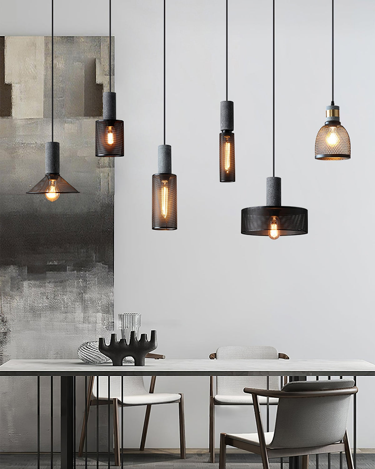 Lampada a sospensione cilindrica elegante, plafoniera moderna in stile industriale