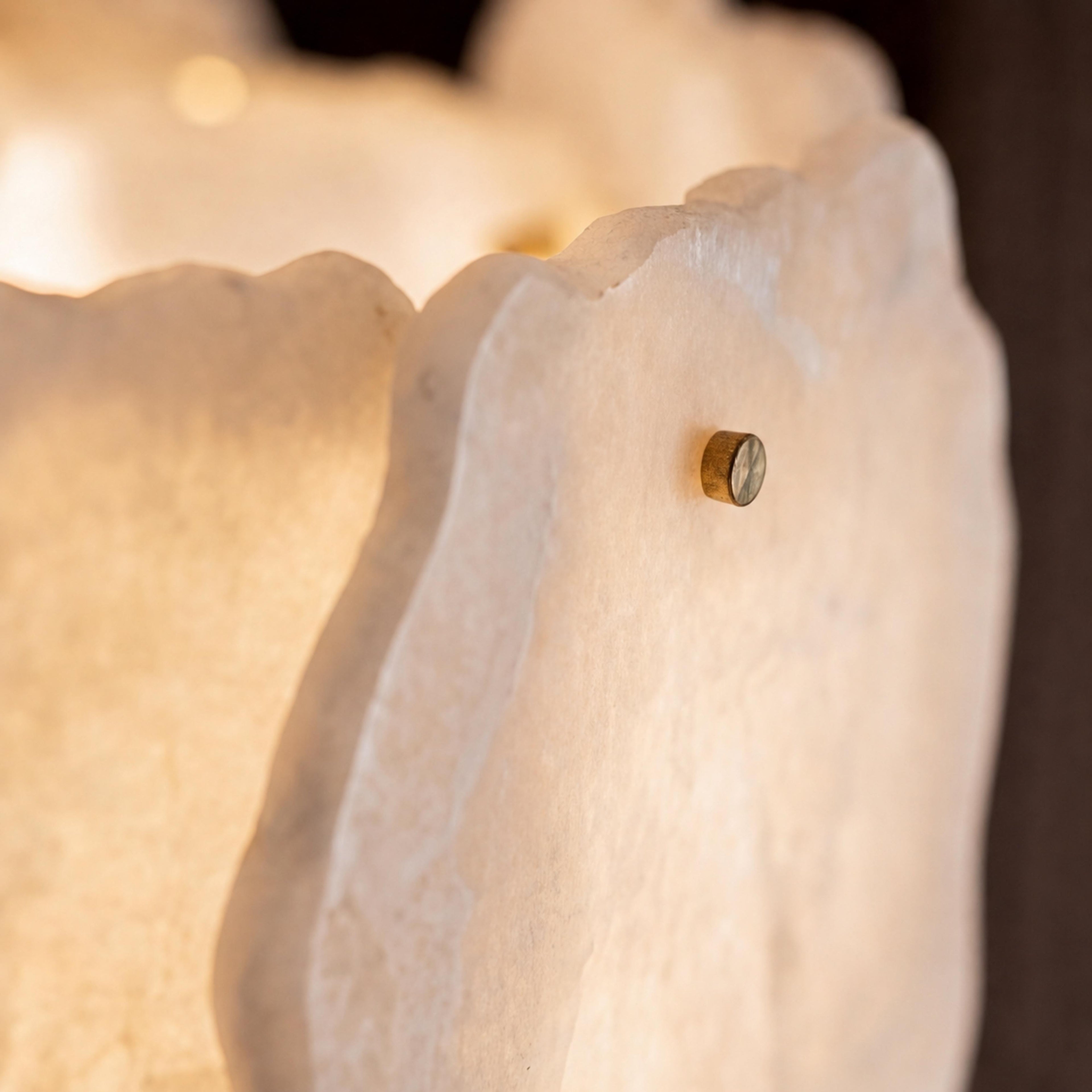 Contemporary Flush Mount Ceiling Light Copper Base Alabaster Panels Soft Diffused Lighting | ribuella