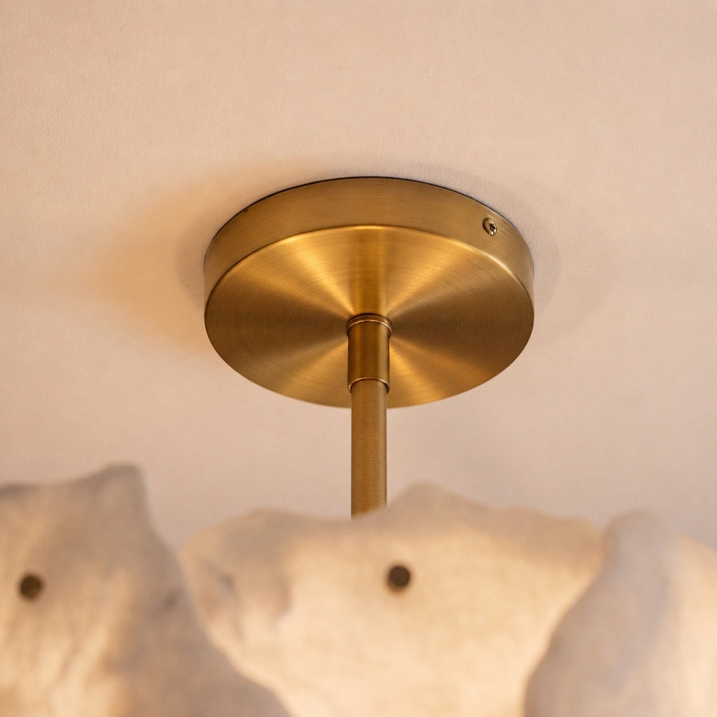 Contemporary Flush Mount Ceiling Light Copper Base Alabaster Panels Soft Diffused Lighting | ribuella