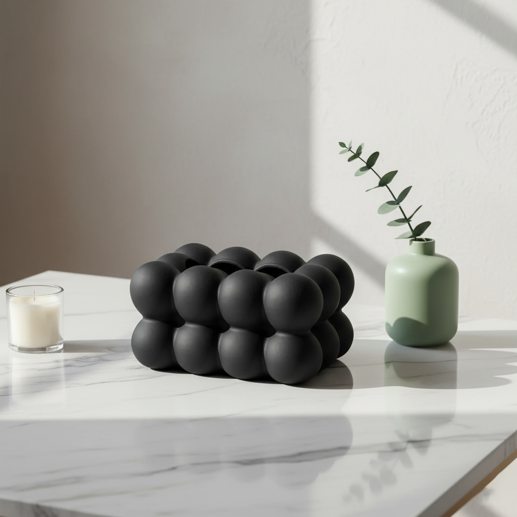 Stylish Bubble-Patterned Ceramic Tissue Holder for Home | ribuella