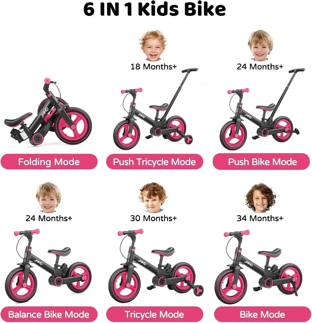 RolliGo Convertible Toddler Ride-On, Push Handle And Pedals