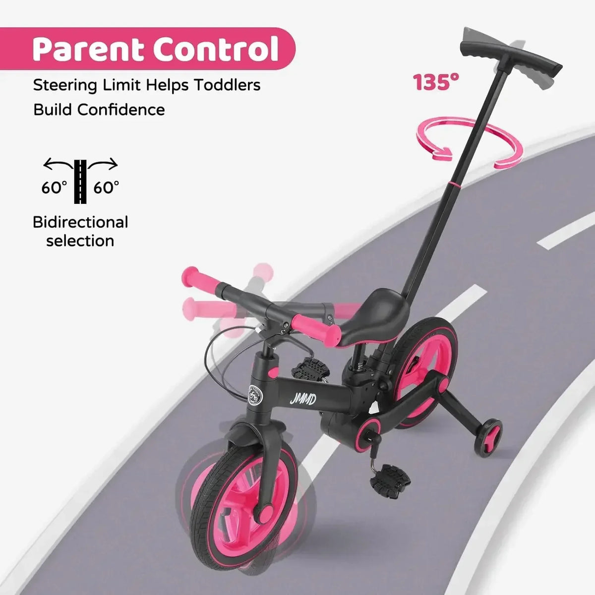 RolliGo Convertible Toddler Ride-On, Push Handle And Pedals