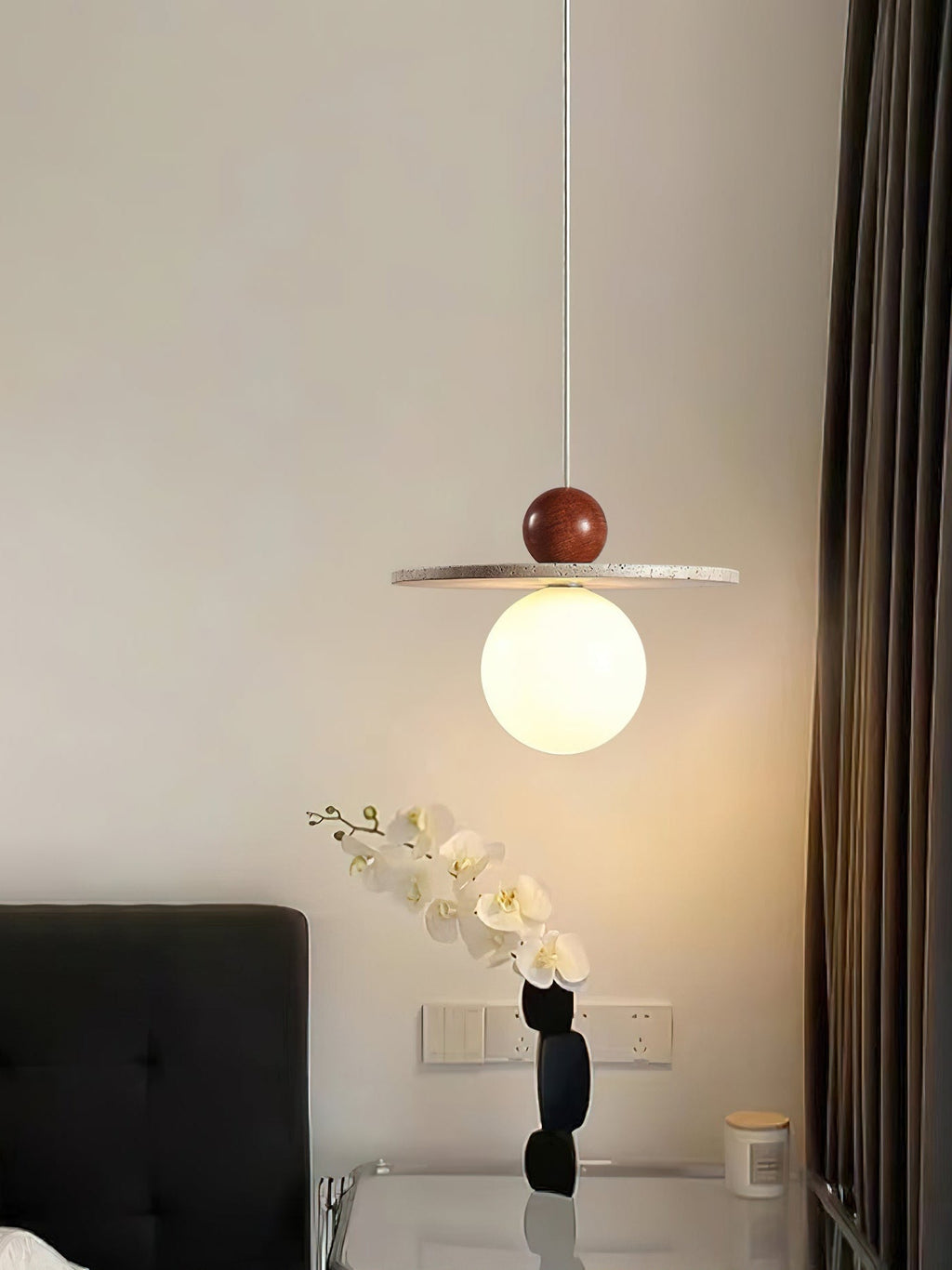 Flying Disc Pendant Light — Sculpted Stone Shade Direct Downlight
