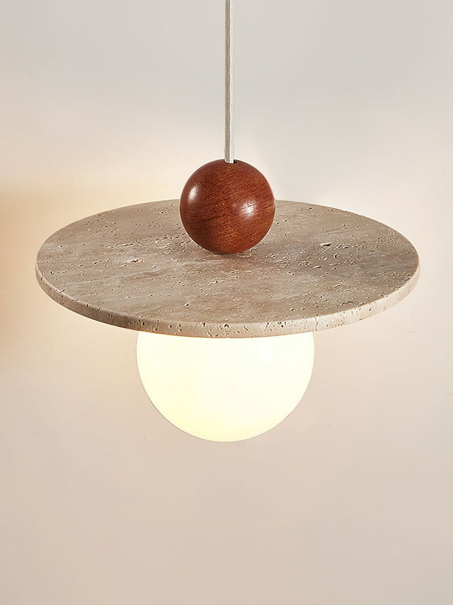 Flying Disc Pendant Light — Sculpted Stone Shade Direct Downlight