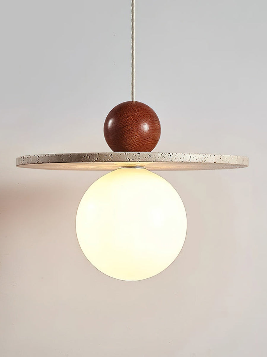 Flying Disc Pendant Light — Sculpted Stone Shade Direct Downlight