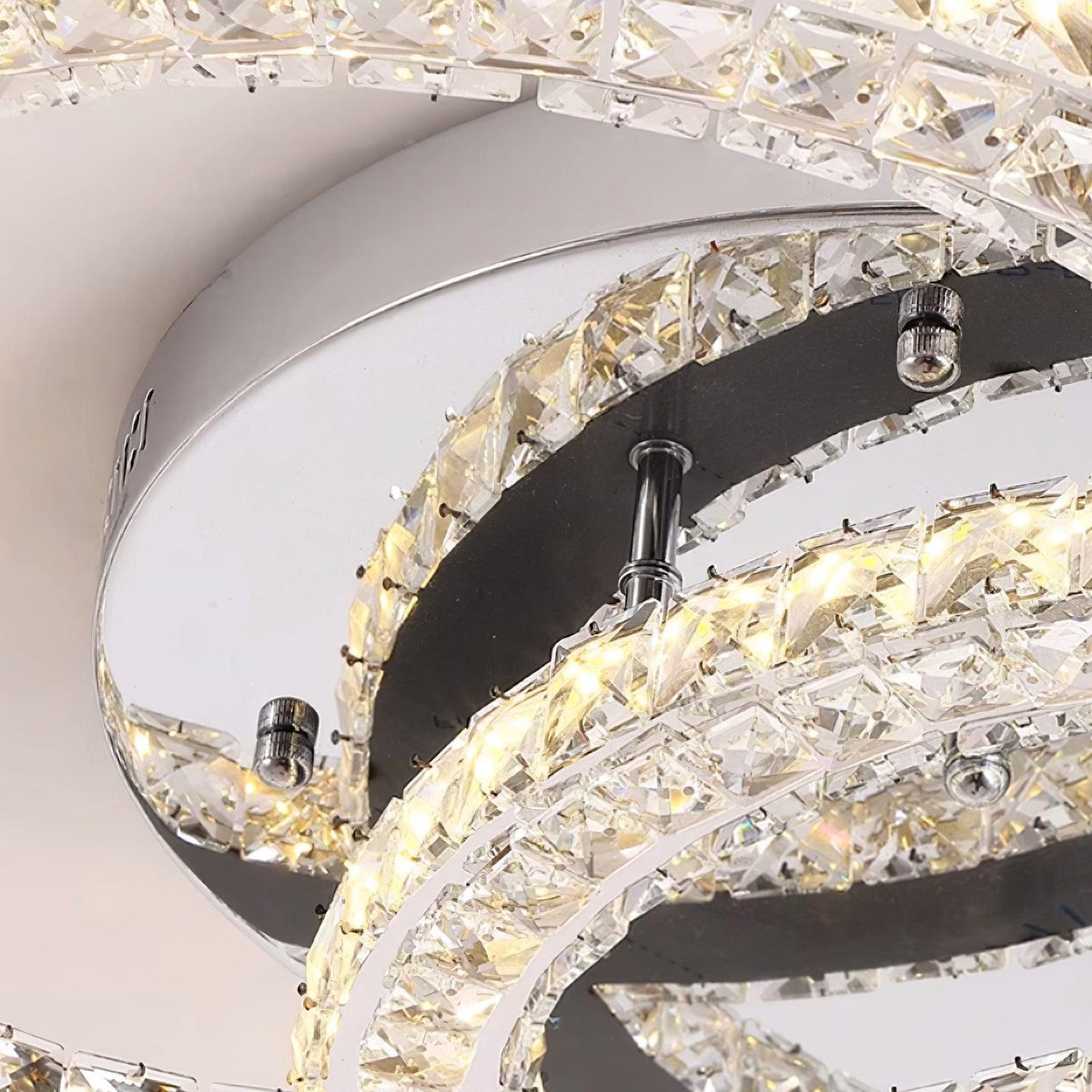 Kristy Crystal Ceiling Light Double C — Flush Mount Design