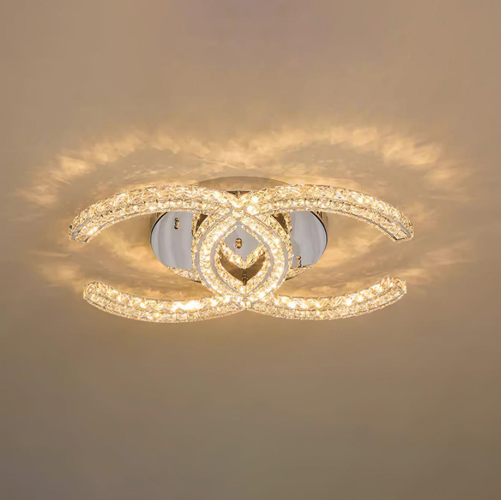 Kristy Crystal Ceiling Light Double C — Flush Mount Design