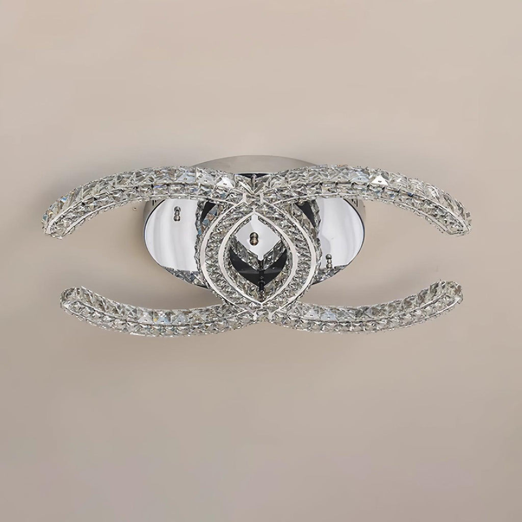 Kristy Crystal Ceiling Light Double C — Flush Mount Design