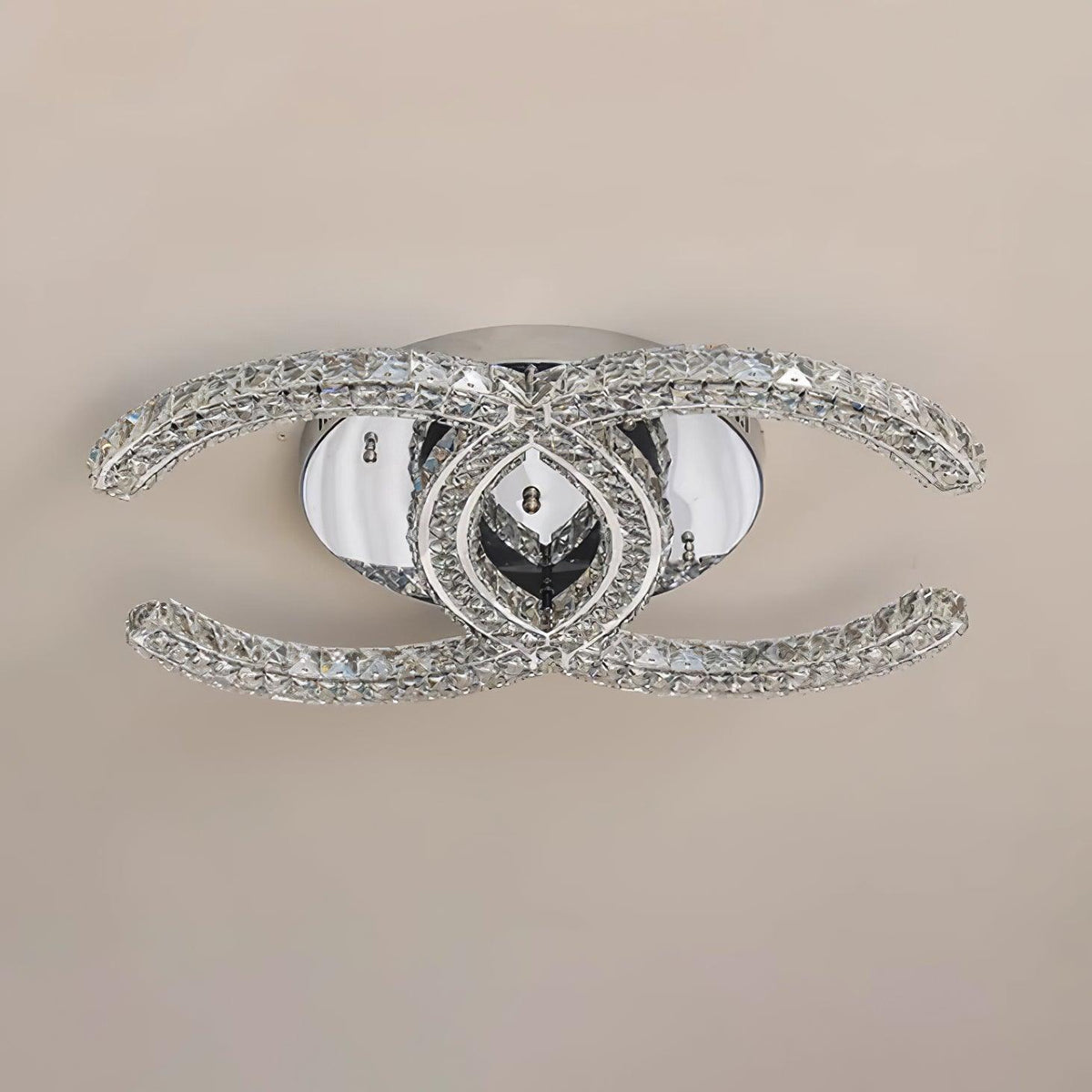 Kristy Crystal Ceiling Light Double C — Flush Mount Design