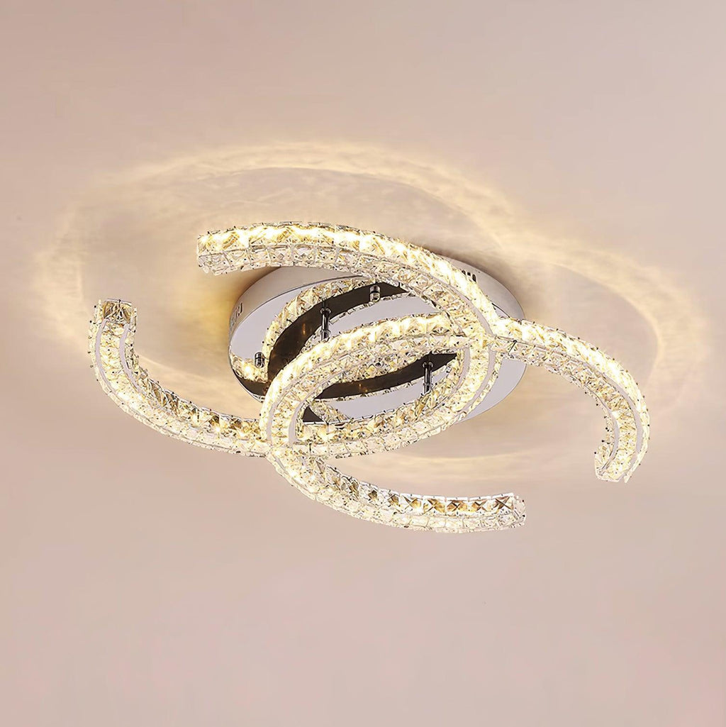 Kristy Crystal Ceiling Light Double C — Flush Mount Design