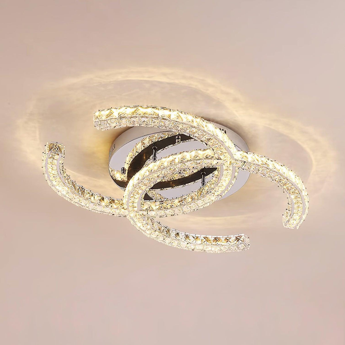 Kristy Crystal Ceiling Light Double C — Flush Mount Design
