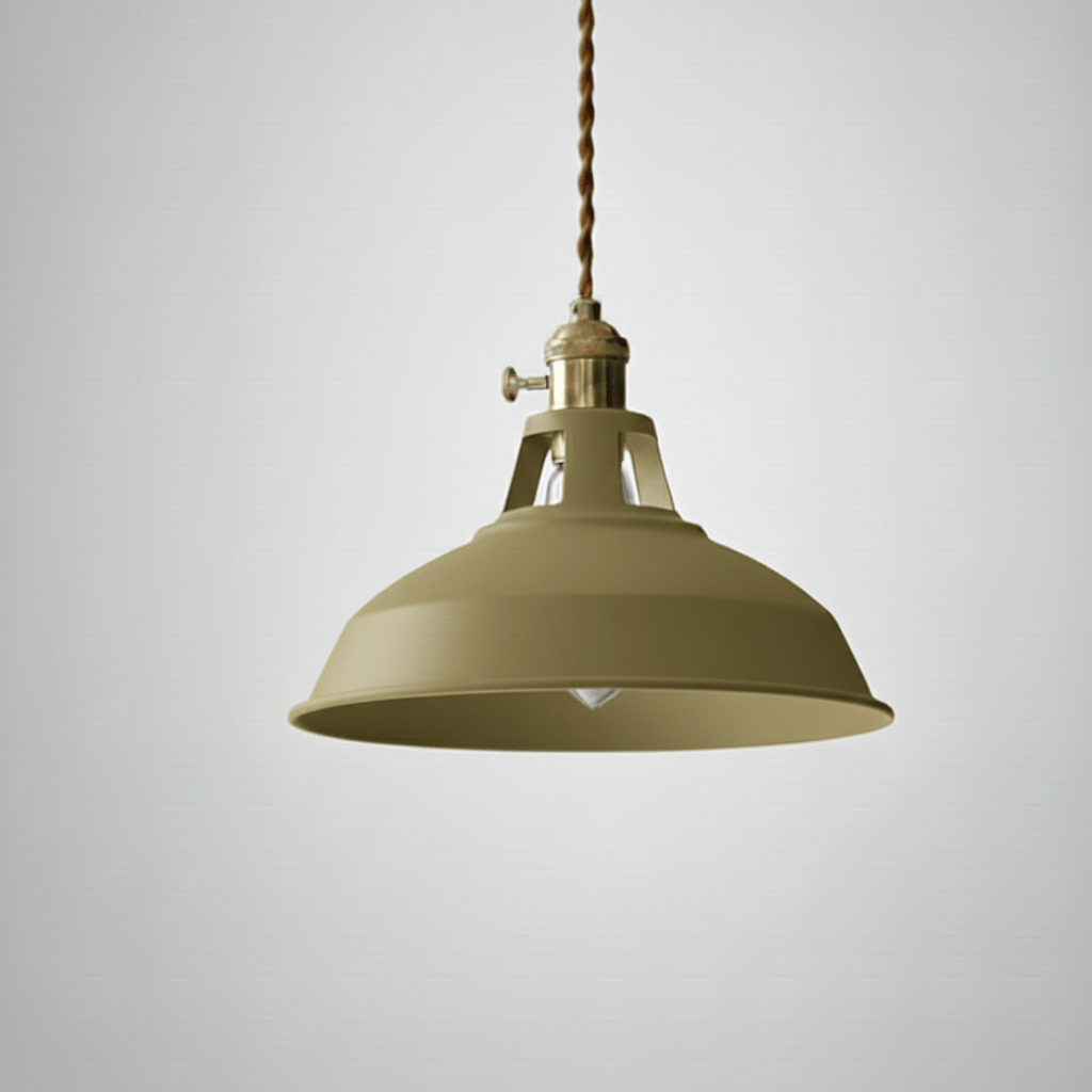 IronVale Retro-Pendelleuchte aus Stahl — breiter Metall-Schirm als Downlight