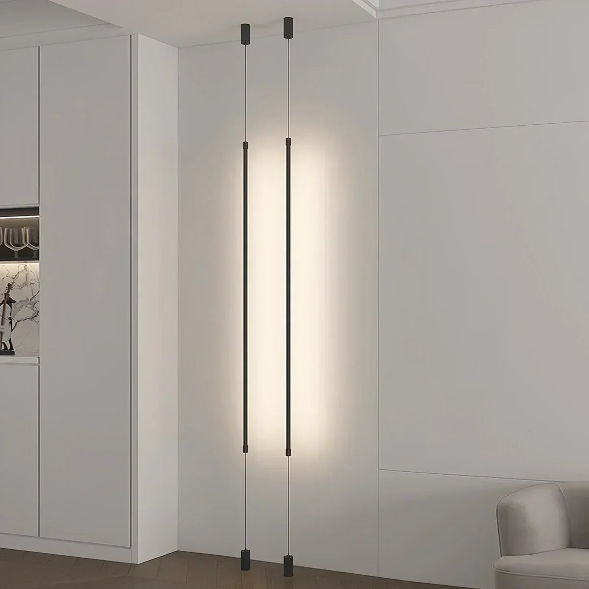 Lampada LED lineare alta, illuminazione indiretta dal pavimento al soffitto