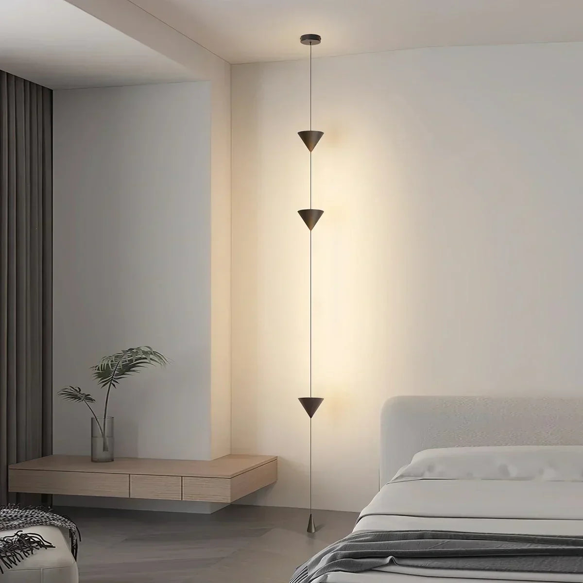Lampadaire à suspension conique avec éclairage d’ambiance LED réglable de 3.5m