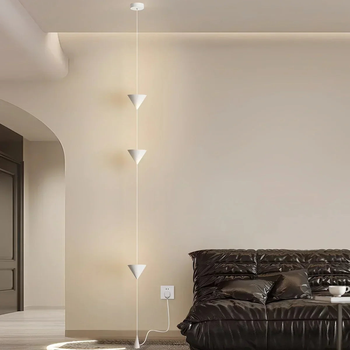 Lampadaire à suspension conique avec éclairage d’ambiance LED réglable de 3.5m