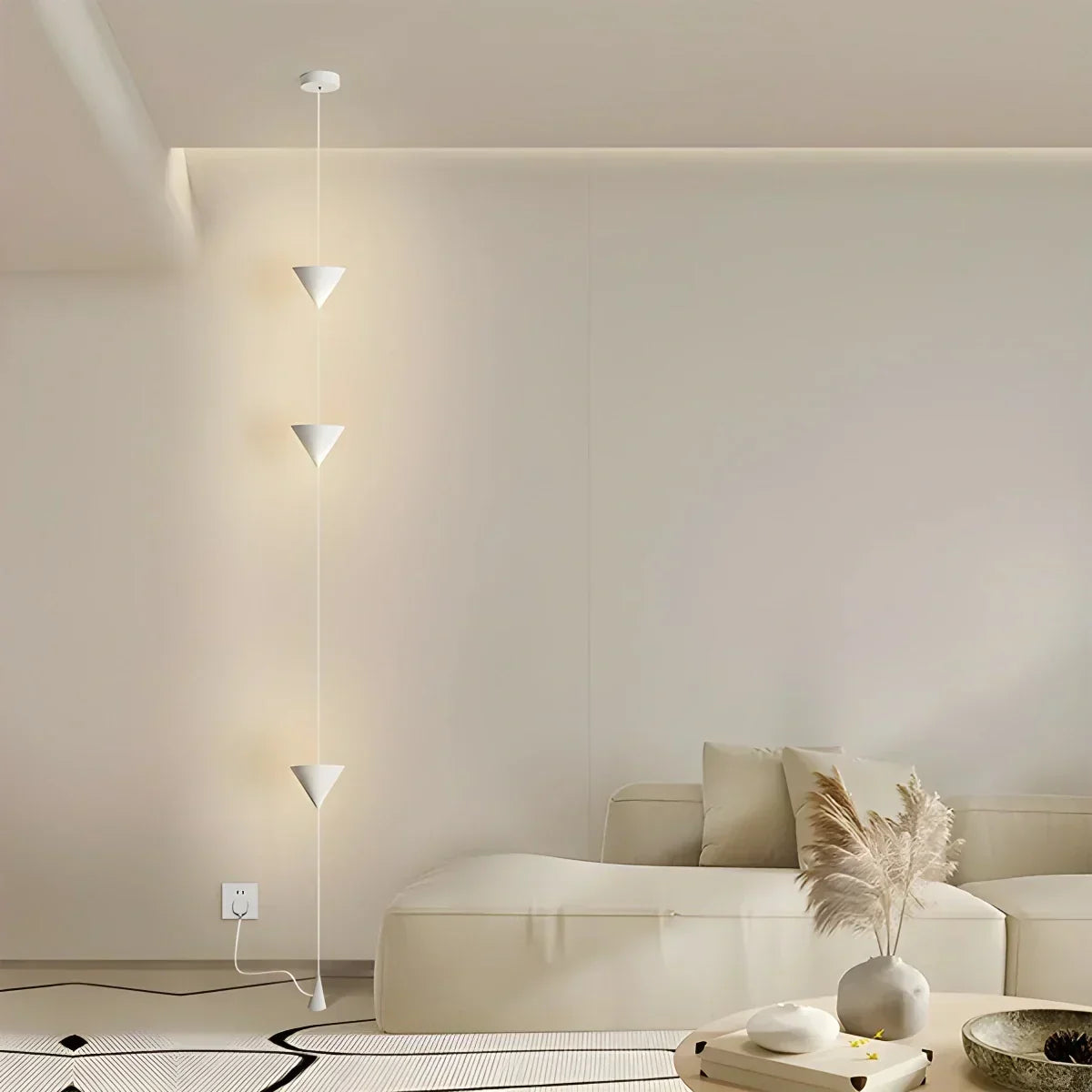Lampadaire à suspension conique avec éclairage d’ambiance LED réglable de 3.5m