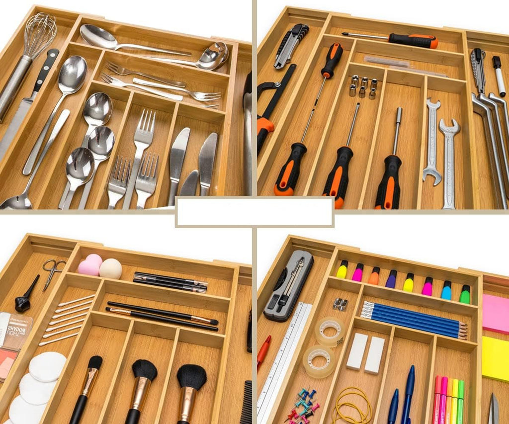 Organizador de gaveta expansível de peça única TimberFlex, 30.6–50 cm