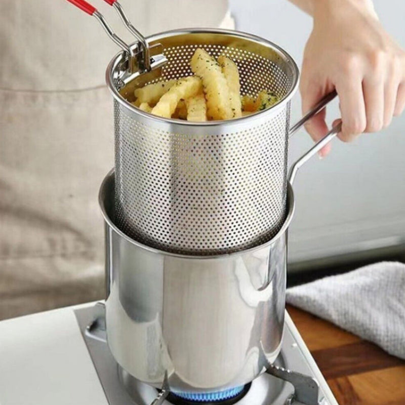 Olla para freír de acero inoxidable para cocina con cesto y asa | ribuella