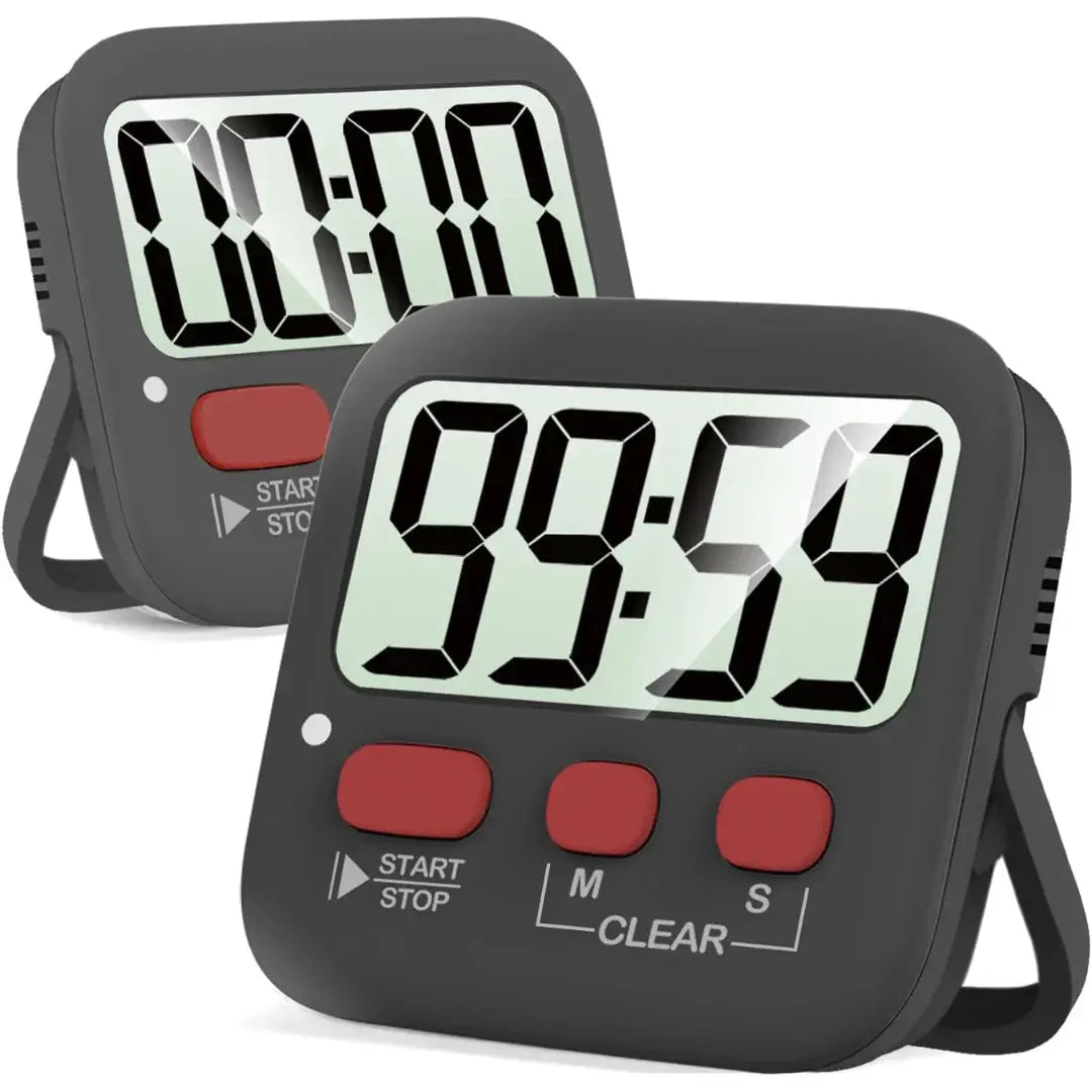 Set de 2 temporizatoare digitale pentru bucătărie - Spate magnetic și afișaj mare | ribuella
