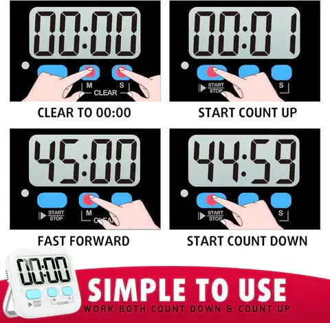 Set de 2 temporizatoare digitale pentru bucătărie - Spate magnetic și afișaj mare | ribuella
