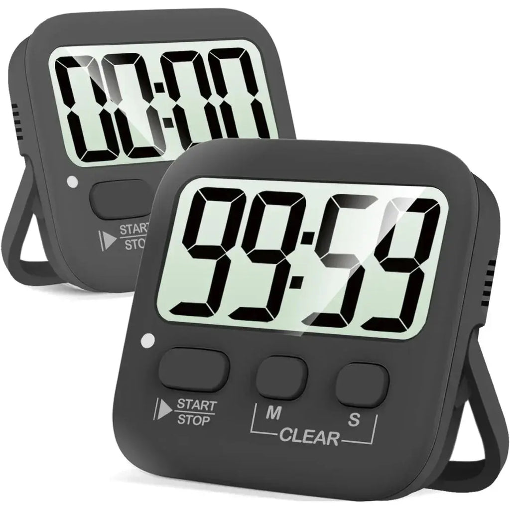 Set de 2 temporizatoare digitale pentru bucătărie - Spate magnetic și afișaj mare | ribuella