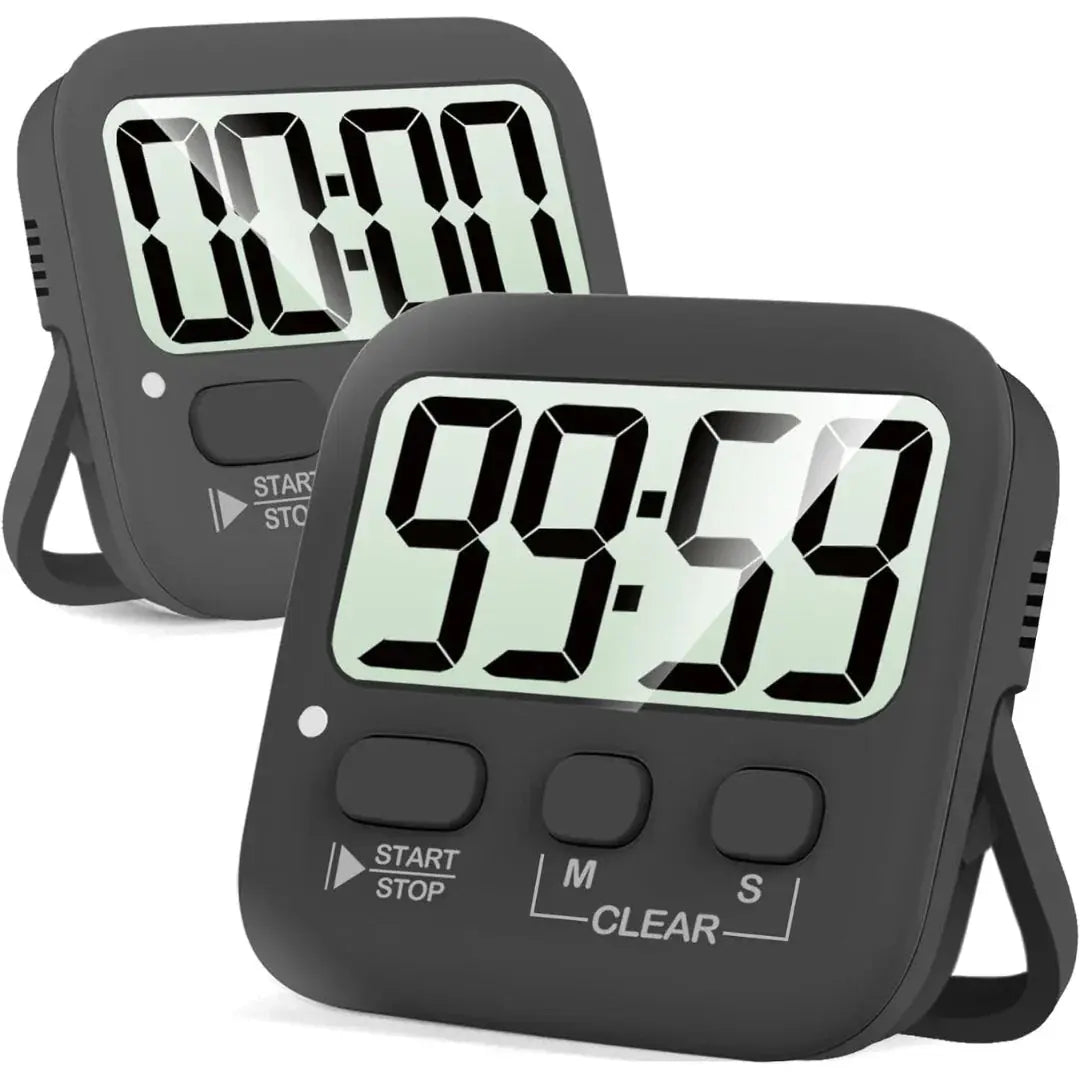Set de 2 temporizatoare digitale pentru bucătărie - Spate magnetic și afișaj mare | ribuella