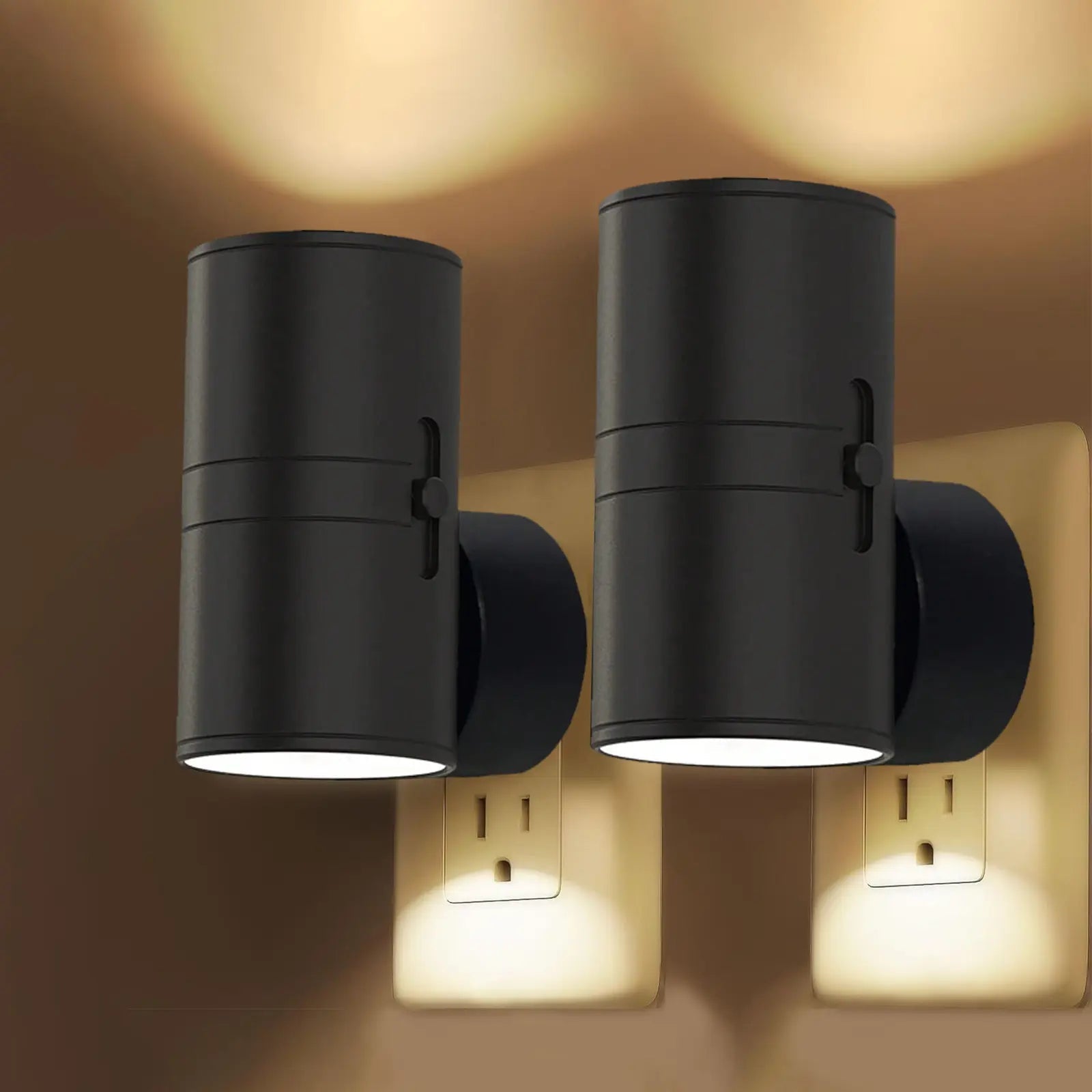 Luz nocturna LED regulable con control giratorio – Luz blanca cálida, enchufable | ribuella