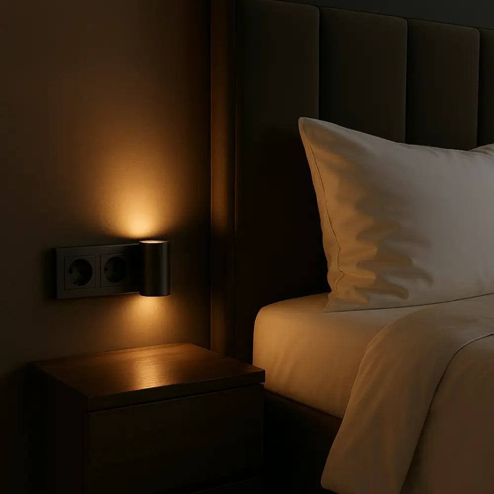 Luz nocturna LED regulable con control giratorio – Luz blanca cálida, enchufable | ribuella