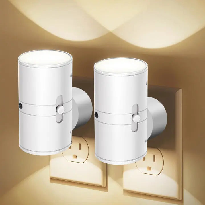 Luz nocturna LED regulable con control giratorio – Luz blanca cálida, enchufable | ribuella