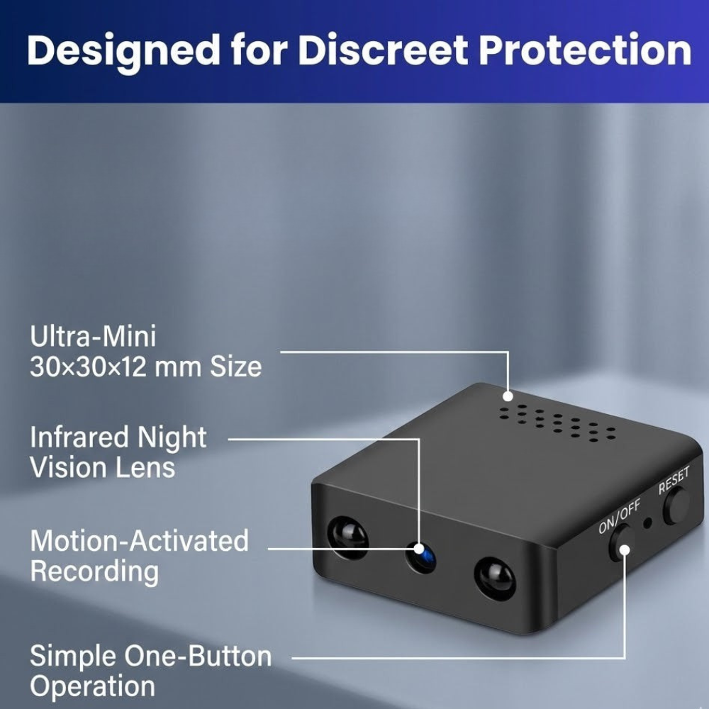 Nenápadná mini HD bezpečnostní kamera, kompaktní Wi-Fi video dohled