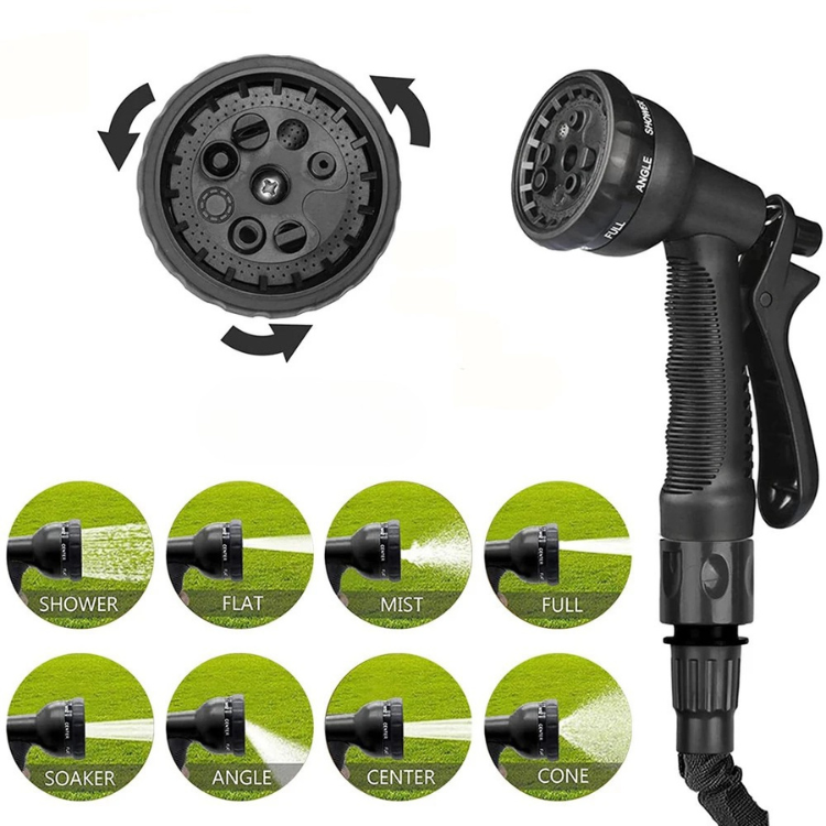Expandable Garden Hose - 8 Mode Spray Nozzle, Leak Proof, Anti-Kink