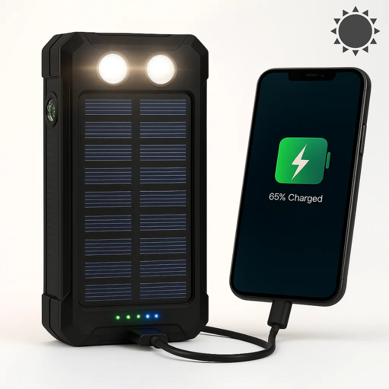 Power bank solare da 20000mAh ad alta capacità, caricabatterie portatile con doppia porta USB