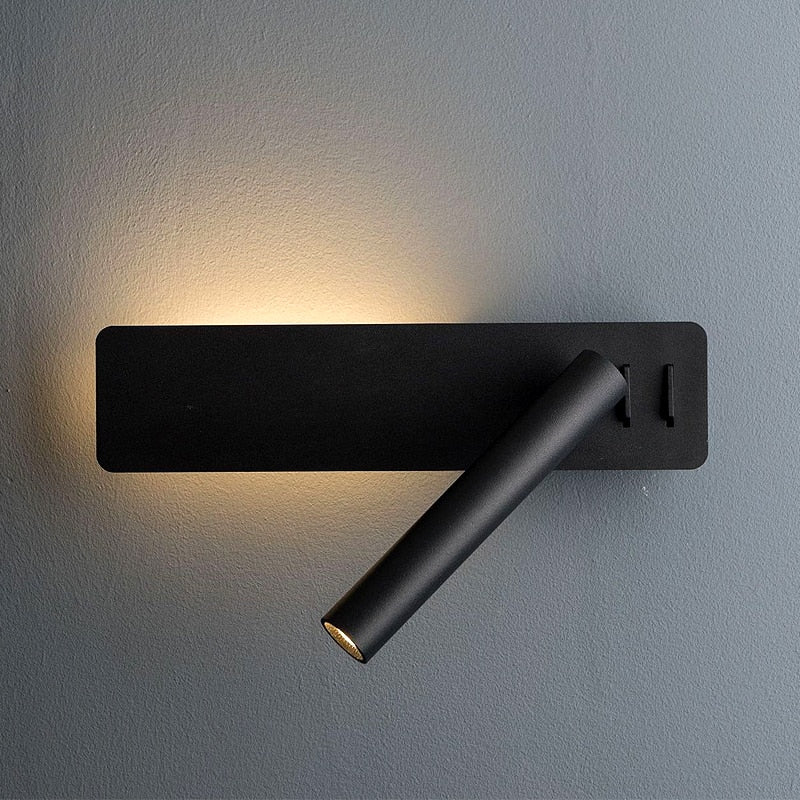 Lámpara de lectura LED giratoria de pared - Foco ajustable - 2 interruptores metálicos | ribuella