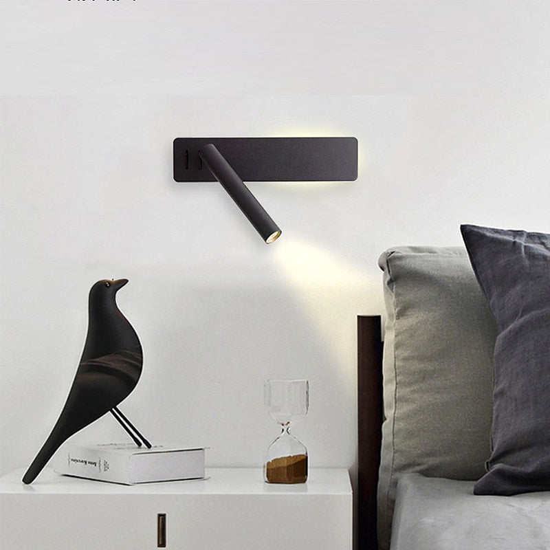 Lámpara de lectura LED giratoria de pared - Foco ajustable - 2 interruptores metálicos | ribuella
