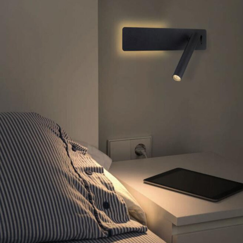 Lámpara de lectura LED giratoria de pared - Foco ajustable - 2 interruptores metálicos | ribuella