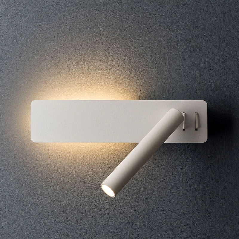 Lámpara de lectura LED giratoria de pared - Foco ajustable - 2 interruptores metálicos | ribuella