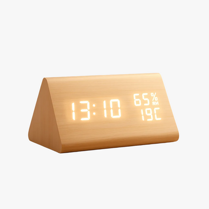 TimberTime – Elegant Wooden LED Clock with Brightness Control | ribuella