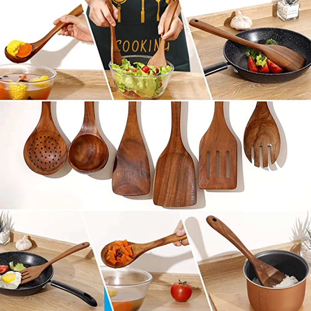 Sustainable Teak Wooden Cooking Utensil Collection | ribuella