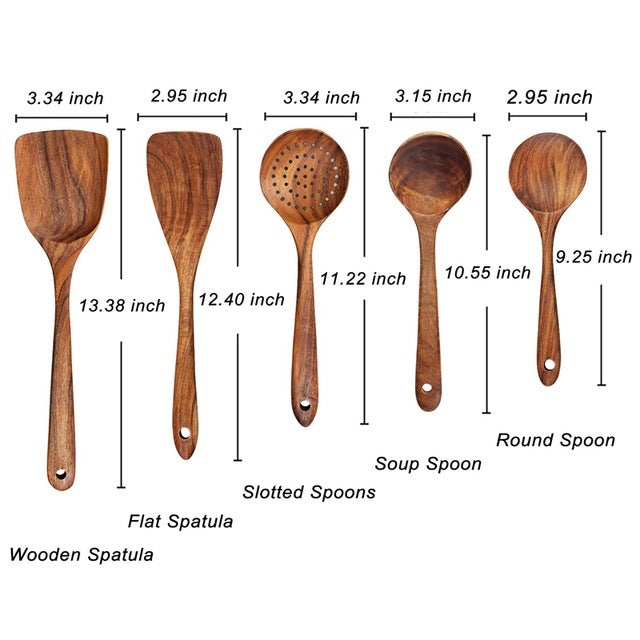 Sustainable Teak Wooden Cooking Utensil Collection | ribuella