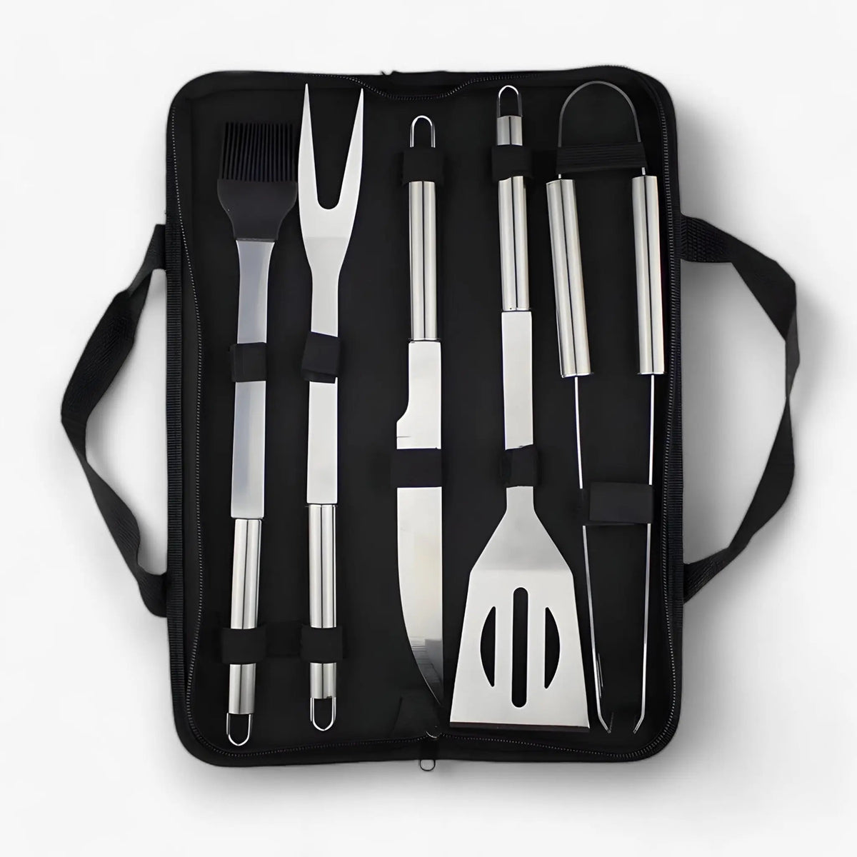 Grillwerkzeug-Set aus Edelstahl mit Tragetasche – Hitzebeständiger Griff | ribuella