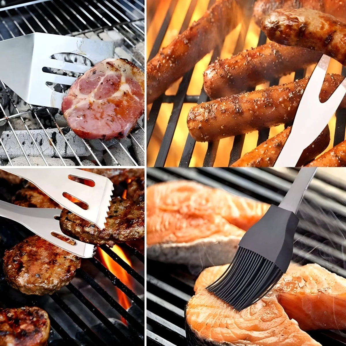Grillwerkzeug-Set aus Edelstahl mit Tragetasche – Hitzebeständiger Griff | ribuella
