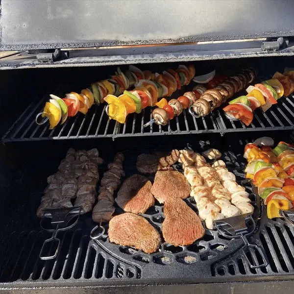 Brochetas de acero inoxidable - Doble punta - Raspador deslizante para servir sin ensuciar | ribuella