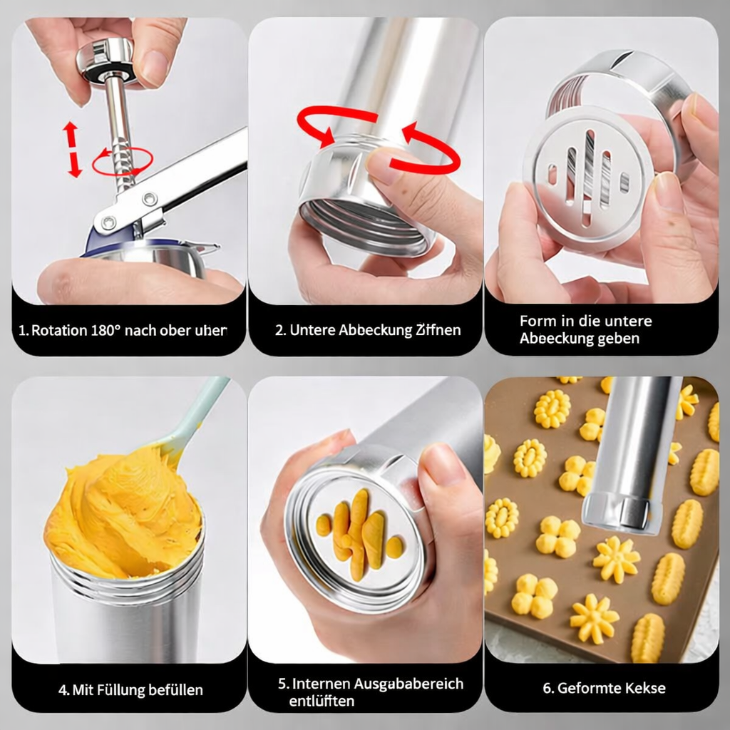 Prensa para galletas de acero inoxidable - Ideal para hacer galletas uniformes | ribuella