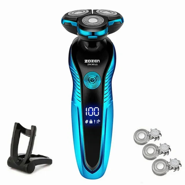 Máquina de barbear elétrica rotativa com 3 cabeças e carregamento por USB | ribuella