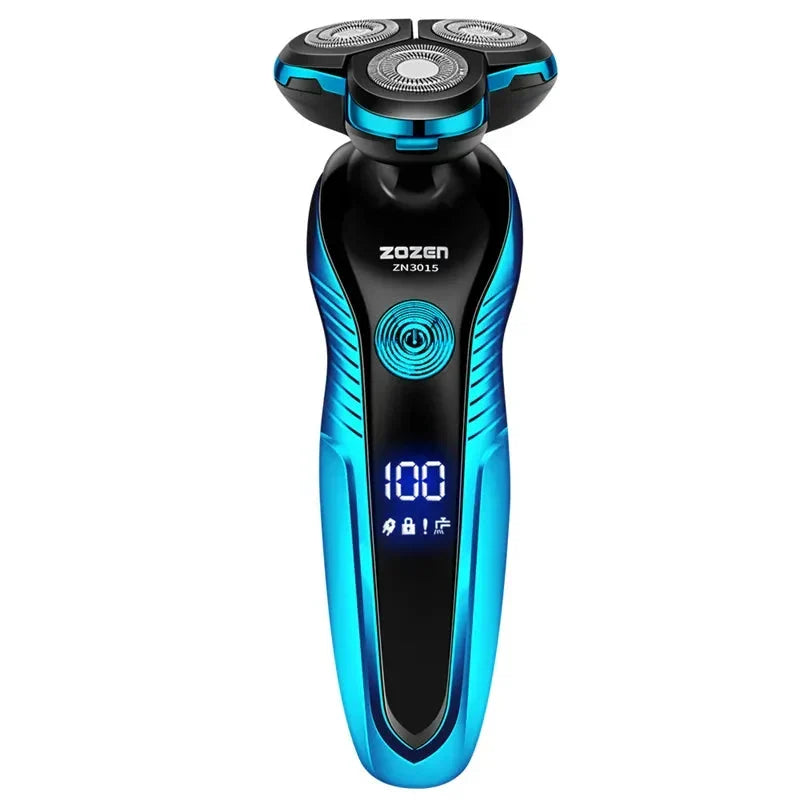 Máquina de barbear elétrica rotativa com 3 cabeças e carregamento por USB | ribuella