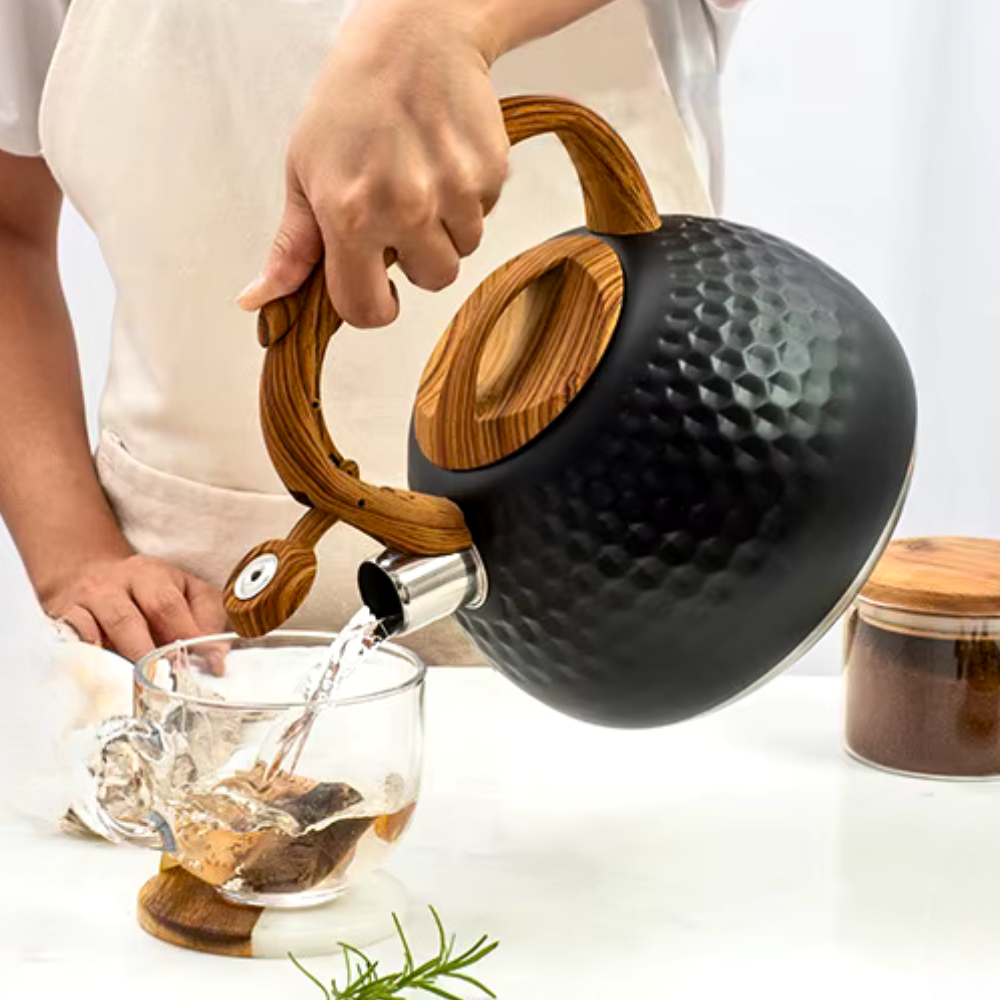 Stylish Electric Kettle with Wooden Handle and Unique Design | ribuella